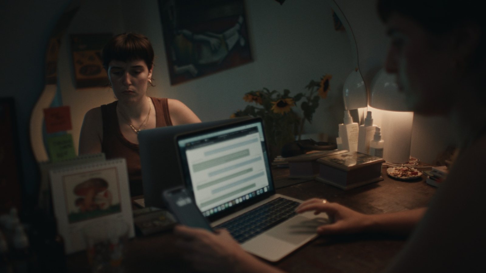 Jasper Martin with actor Ruby Blinkhorn on set of Listen Then Repeat